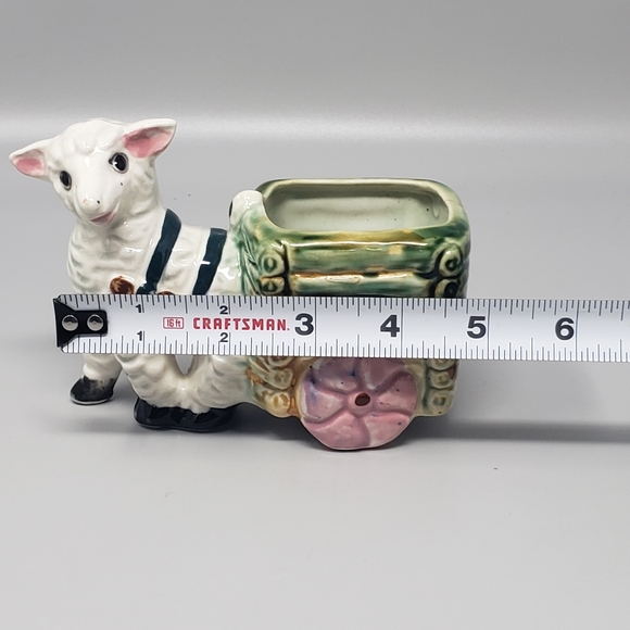 Vintage Lamb With A Cart Figure Planter - Picture 10 of 10